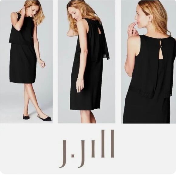 J.Jill Wearever Collection Sleeveless Crochet-Trimmed Shift Dress- petite medium - Picture 1 of 8